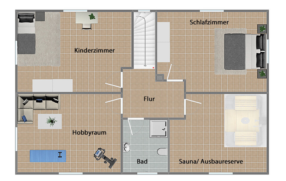 Grundriss Obergeschoss (nicht maßstabsgetreu)