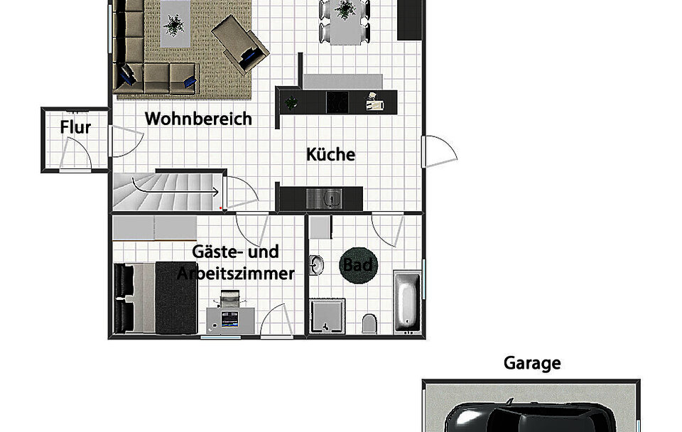 Grundriss Erdgeschoss (nicht maßstabsgetreu)
