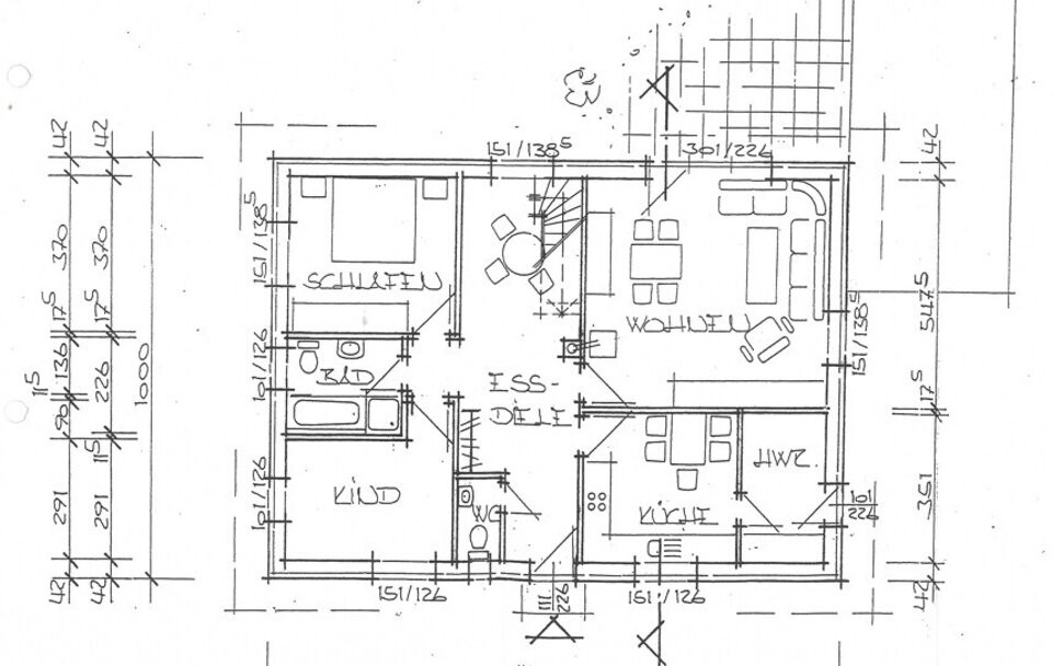 Bemaßter Grundriss Erdgeschoss