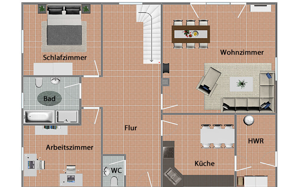 Grundriss Erdgeschoss (nicht maßstabsgetreu)